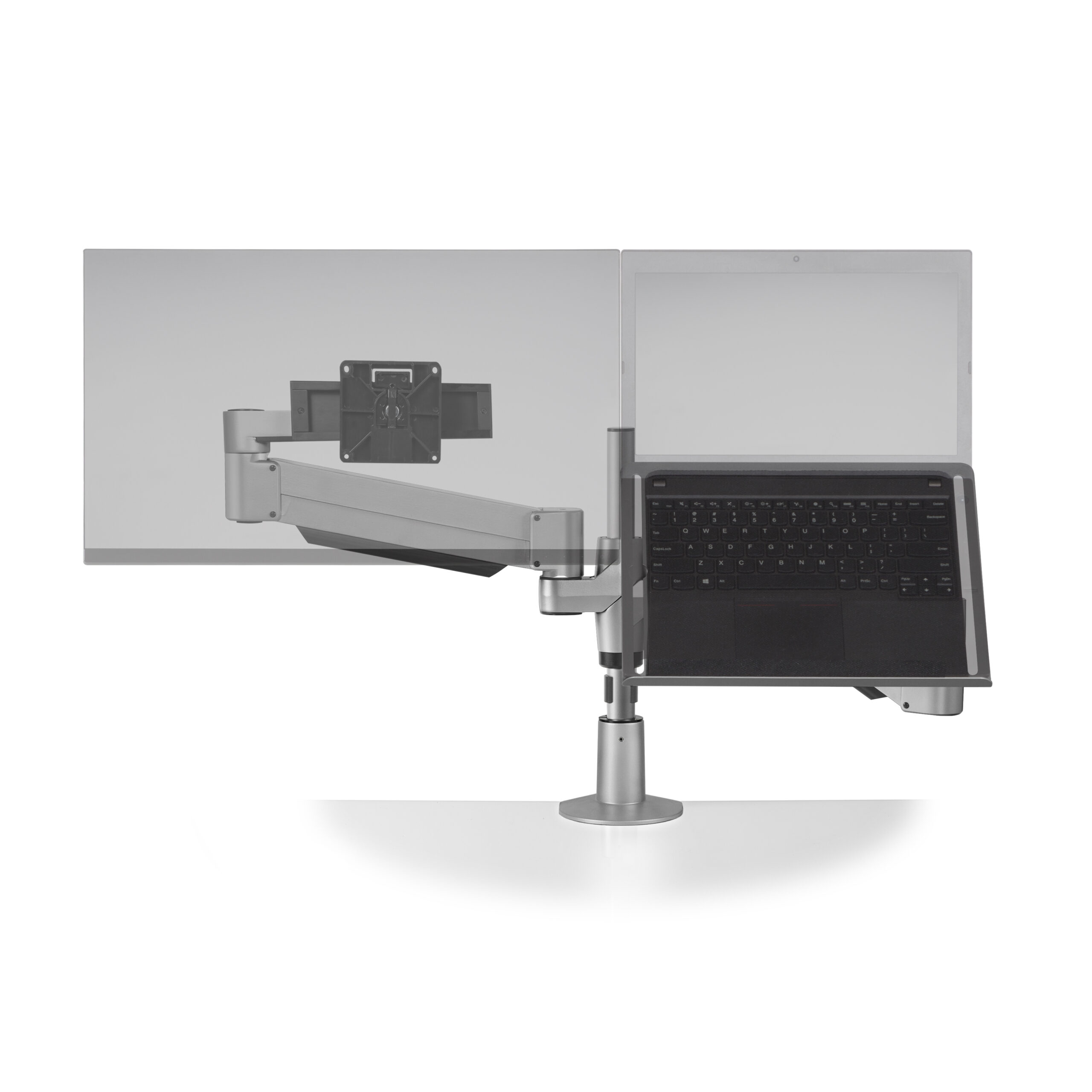 STAXX DUAL ARTICULATING MONITOR MOUNT WITH LAPTOP AND SLIDERS